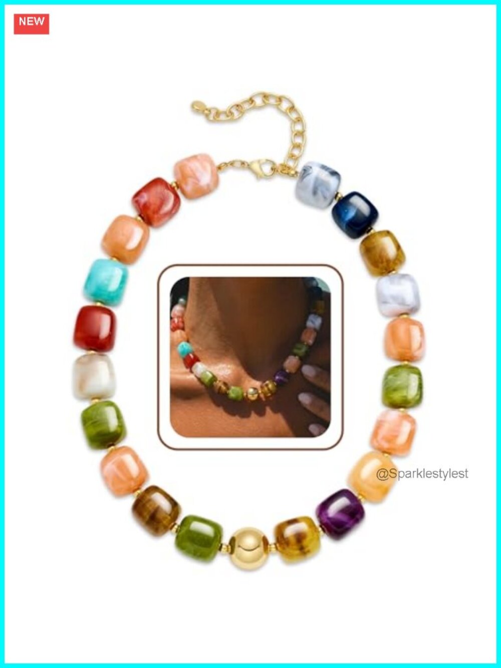 Chunky Beaded Necklace Waterproof Resin Beach Summer Jewelry for Women